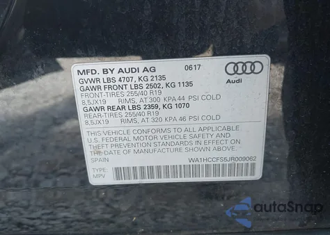 2018 Audi Q3 2.0T Sport Premium из США, поврежденный, VIN WA1HCCFS5JR009062